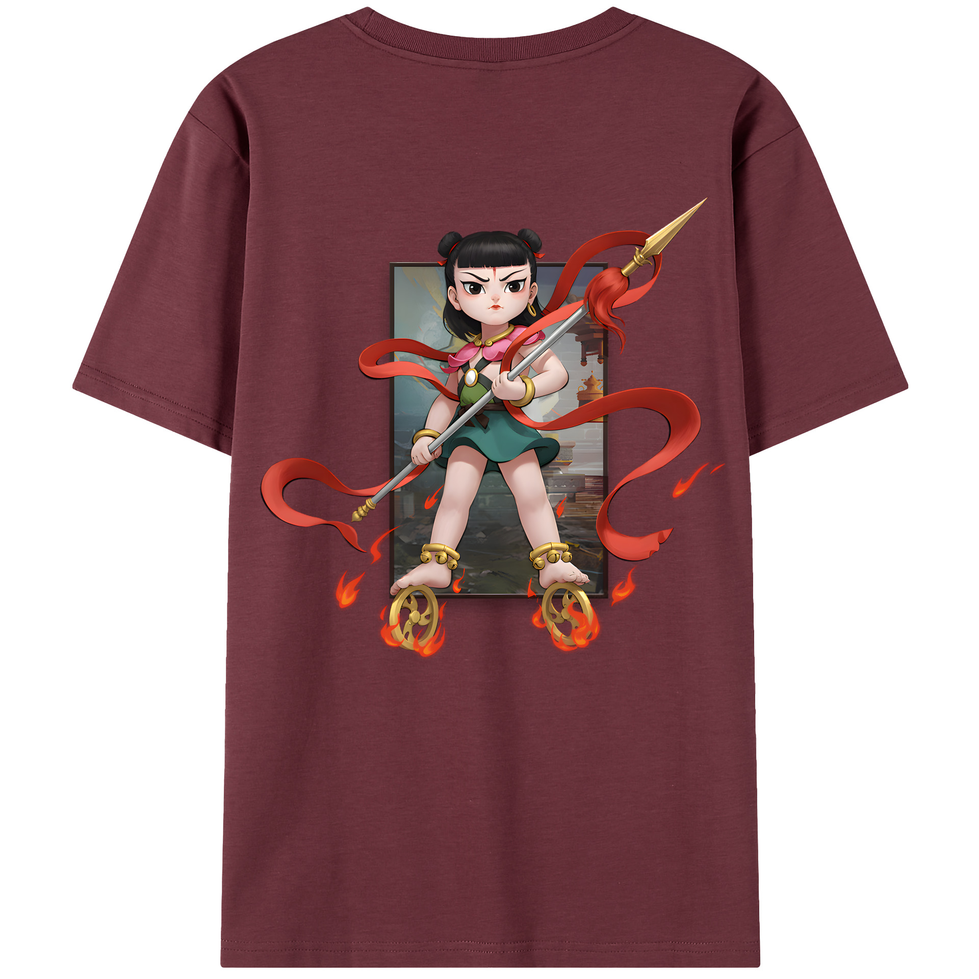（画像用） Ne Zha 2 ナタ 魔童の大暴れ 綿100％半袖Tシャツ（背面プリント）